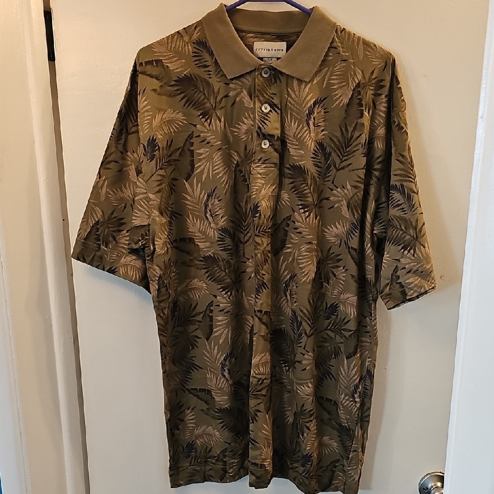 Mens Cutter & Buck Brown Camouflage Polo Shirt